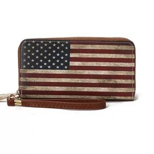 MKF collection Flag Wallet/Wristlet in Tan, NWT.